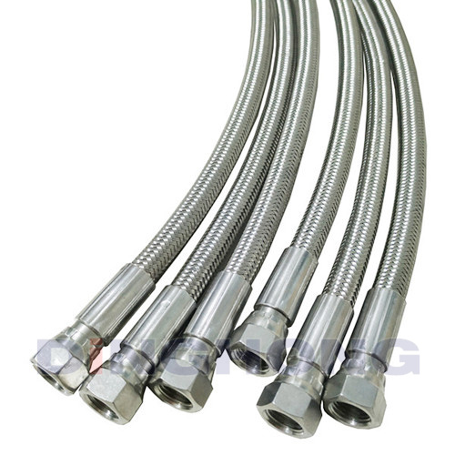 JIC threaded 304 braided ptfe hose assembly